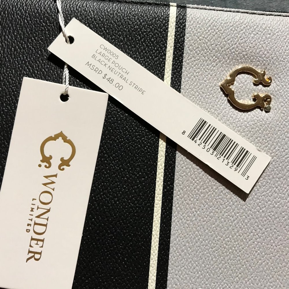 C Wonder NWT Black White strip pouch